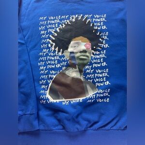 Vibrant Blue Graphic Crewneck Sweater